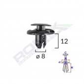CLIPS FIXARE ELEMENTE ROATA PENTRU HONDA/MITSUBISHI 8X12MM - NEGRU SET 10 BUC