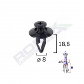 CLIPS FIXARE PENTRU KIA/MAZDA/MITSUBISHI/NISSAN/KIA 8X18.8MM - NEGRU SET 10 BUC