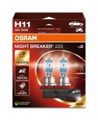 SET 2 BECURI 12V H11 55 W NIGHT BREAKER +200% OSRAM