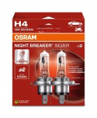SET 2 BECURI 12V H4 60/55 W NIGHT BREAKER SILVER +100% OSRAM