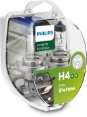 SET 2 BECURI FAR H4 60/55W 12V LONGER LIFE ECOVISION PHILIPS