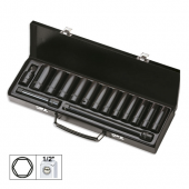SET DE 15 PIESE DE IMPACT CU 12 TUBULARE LUNGI DE 1/2` HEXAGONALE + ADAPTOARE JBM
