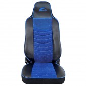 SET HUSE SCAUN TRUCK UMBRELLA PENTRU MAN SERIA TGX 6 PIELE ECOLOGICA NEAGRA + VELVET ALBASTRU (2021-)
