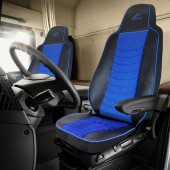 SET HUSE SCAUN TRUCK UMBRELLA PENTRU MAN SERIA TGX 6 PIELE ECOLOGICA NEAGRA + VELVET ALBASTRU (2021-)