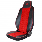 SET HUSE SCAUN TRUCK UMBRELLA PENTRU MAN TGX EURO 6 PIELE ECOLOGICA NEAGRA + VELVET ROSU (2021-)