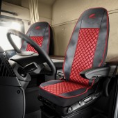 SET HUSE SCAUN TRUCK UMBRELLA PENTRU SCANIA SERIA R 2006-2020 PIELE ECOLOGICA NEAGRA+ROSU