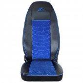SET HUSE SCAUN TRUCK UMBRELLA PENTRU VOLVO EURO 5 PIELE ECOLOGICA NEAGRA + VELVET ALBASTRU